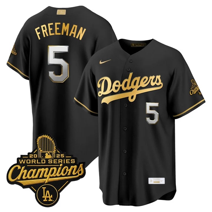 MEN'S LOS ANGELES DODGERS GOLD COLLECTION PREMIER LIMITED JERSEY BLACK GOLD#5 FREDDIE FREEMAN