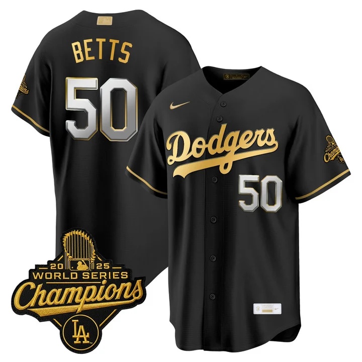 MEN'S LOS ANGELES DODGERS GOLD COLLECTION PREMIER LIMITED JERSEY BLACK GOLD#50 MOOKIE BETTS