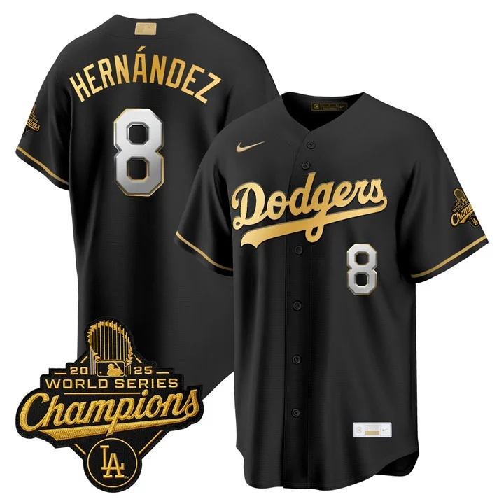 MEN'S LOS ANGELES DODGERS GOLD COLLECTION PREMIER LIMITED JERSEY BLACK GOLD#8 KIKE HERNANDEZ
