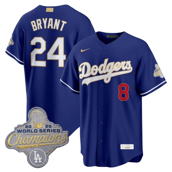 MEN'S LOS ANGELES DODGERS GOLD COLLECTION PREMIER LIMITED JERSEY ROYAL#24 KOBE BRYANT