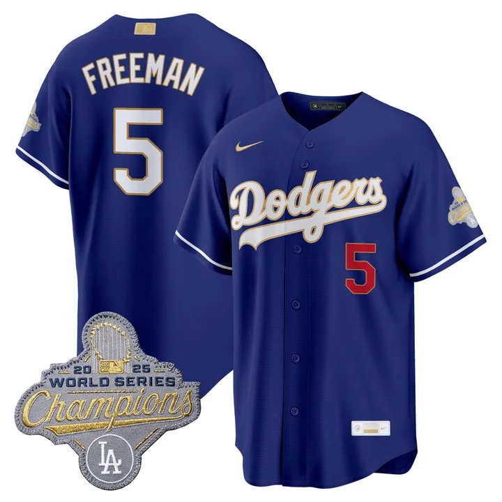 MEN'S LOS ANGELES DODGERS GOLD COLLECTION PREMIER LIMITED JERSEY ROYAL#5 FREDDIE FREEMAN