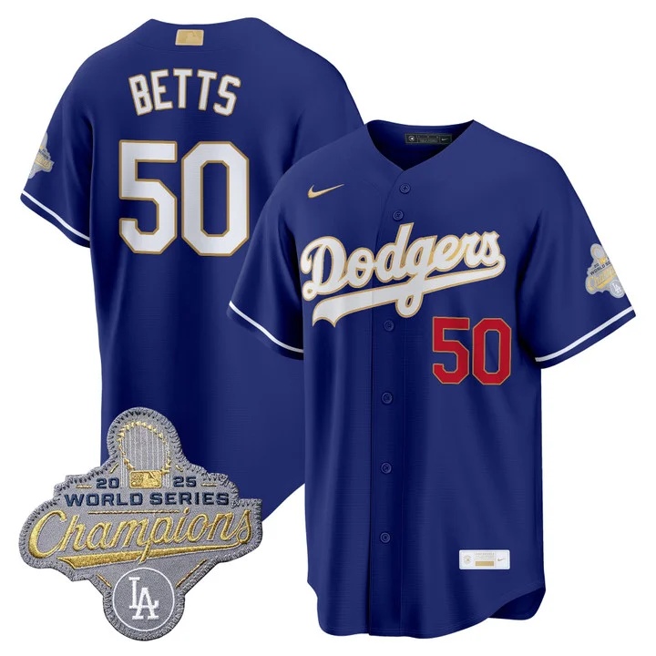 MEN'S LOS ANGELES DODGERS GOLD COLLECTION PREMIER LIMITED JERSEY ROYAL#50 MOOKIE BETTS