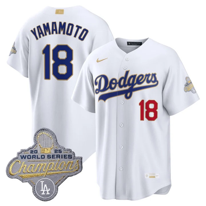 MEN'S LOS ANGELES DODGERS GOLD COLLECTION PREMIER LIMITED JERSEY WHITE#18 YAMAMOTO