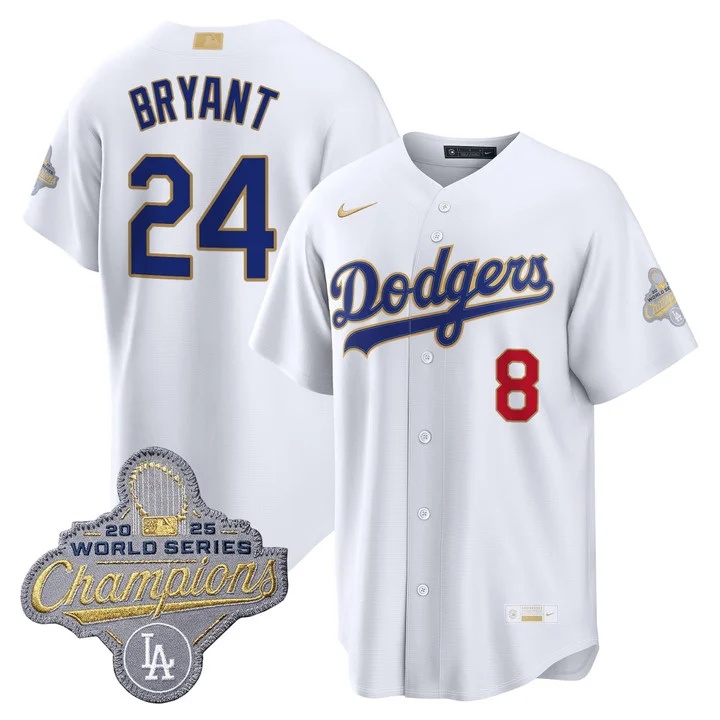 MEN'S LOS ANGELES DODGERS GOLD COLLECTION PREMIER LIMITED JERSEY WHITE#24 KOBE BRYANT