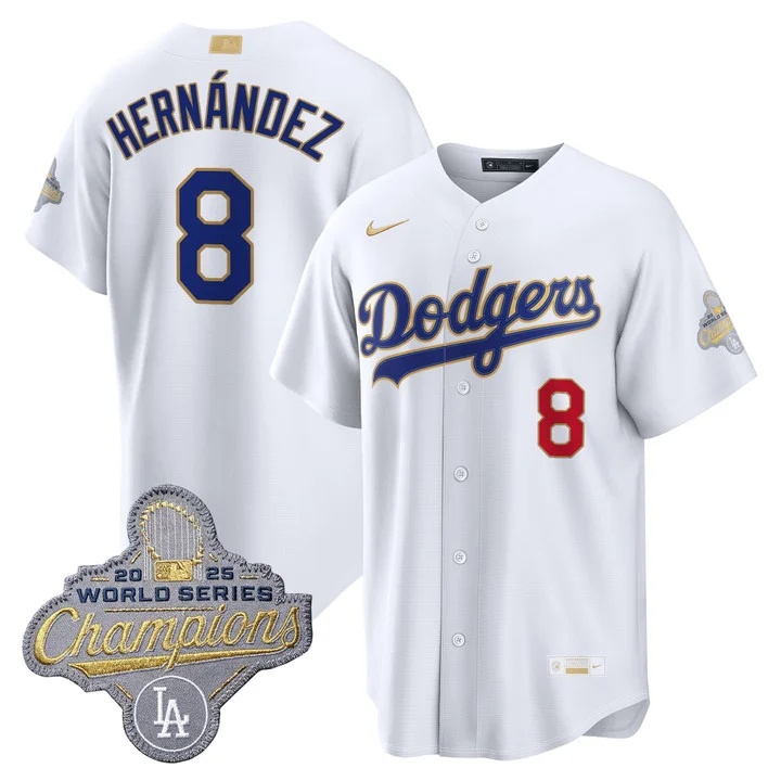 MEN'S LOS ANGELES DODGERS GOLD COLLECTION PREMIER LIMITED JERSEY WHITE#8 KIKE HERNANDEZ