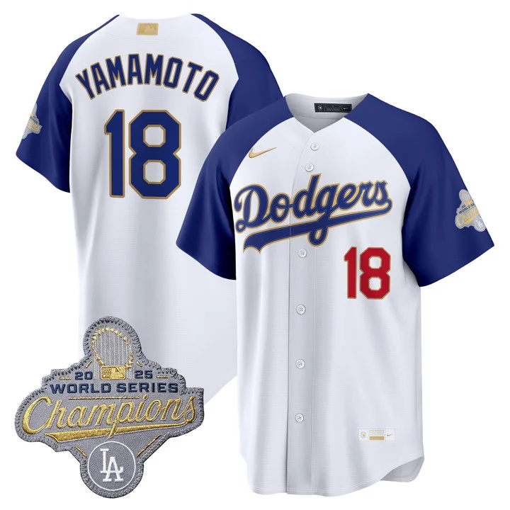 MEN'S LOS ANGELES DODGERS GOLD COLLECTION PREMIER LIMITED JERSEY WHITE ALTERNATE#18 YAMAMOTO