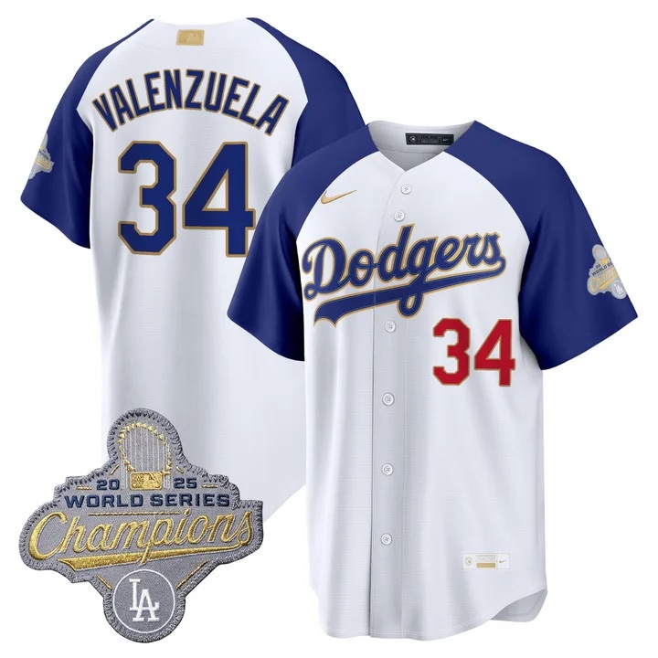 MEN'S LOS ANGELES DODGERS GOLD COLLECTION PREMIER LIMITED JERSEY WHITE ALTERNATE#34 FERNANDO VALENZUELA