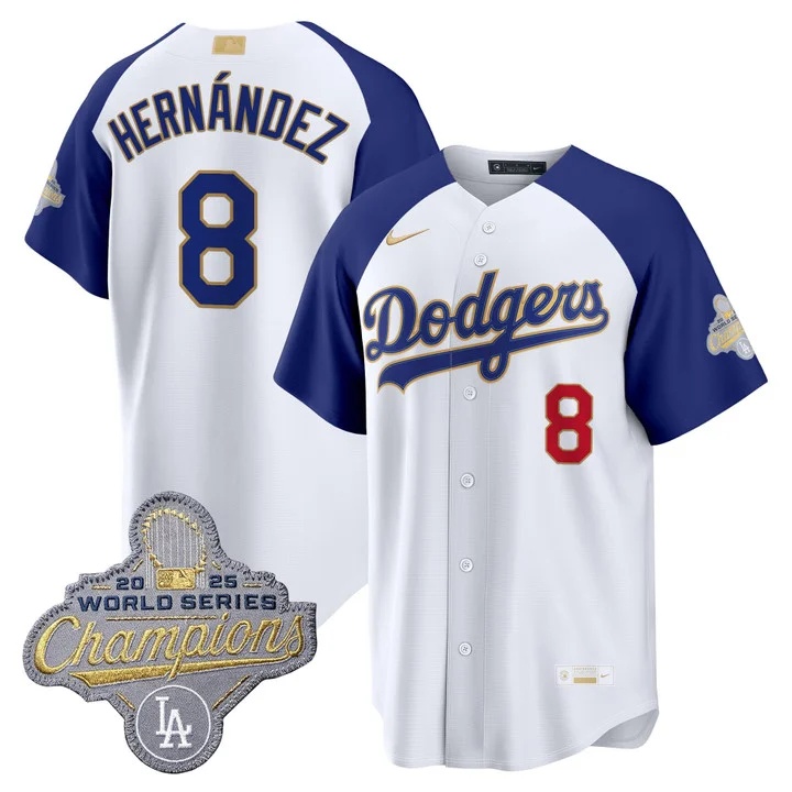 MEN'S LOS ANGELES DODGERS GOLD COLLECTION PREMIER LIMITED JERSEY WHITE ALTERNATE#8 KIKE HERNANDEZ
