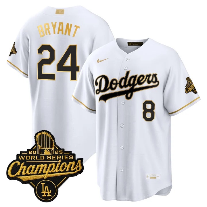 MEN'S LOS ANGELES DODGERS GOLD COLLECTION PREMIER LIMITED JERSEY WHITE GOLD#24 KOBE BRYANT