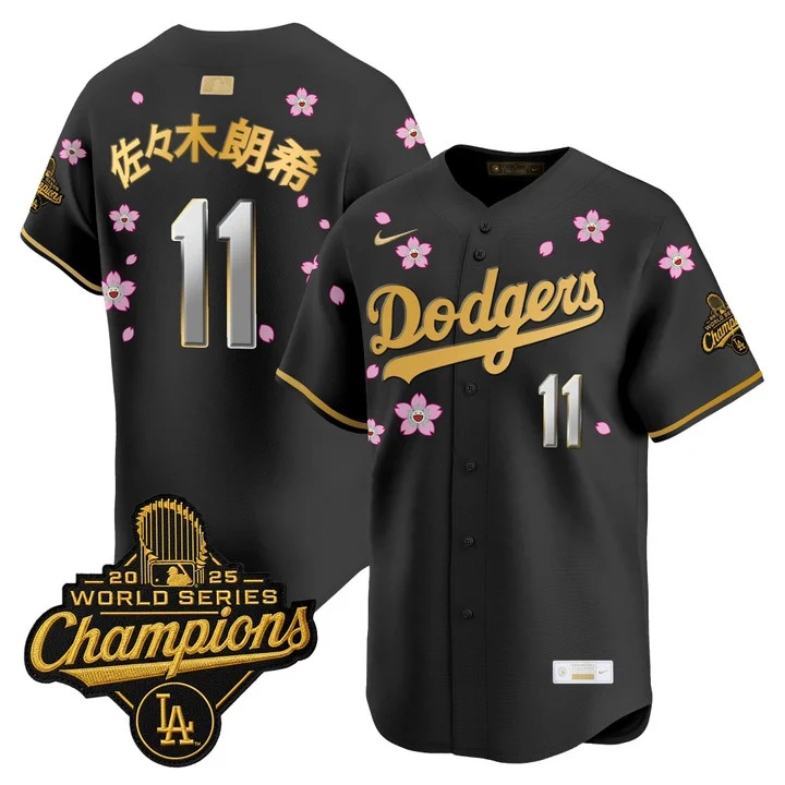 MEN'S LOS ANGELES DODGERS TOKYO SERIES X GOLD COLLECTION VAPOR PREMIER LIMITED JERSEY BLACK GOLD#11 ROKI SASAKI(KANJI)