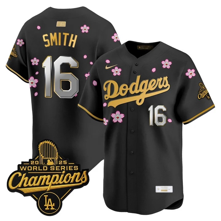 MEN'S LOS ANGELES DODGERS TOKYO SERIES X GOLD COLLECTION VAPOR PREMIER LIMITED JERSEY BLACK GOLD#16 WILL SMITH