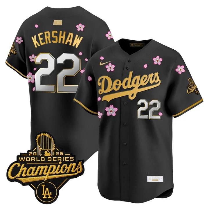 MEN'S LOS ANGELES DODGERS TOKYO SERIES X GOLD COLLECTION VAPOR PREMIER LIMITED JERSEY BLACK GOLD#22 CLAYTON KERSHAW