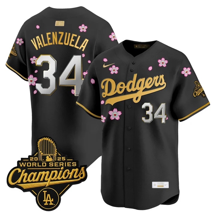 MEN'S LOS ANGELES DODGERS TOKYO SERIES X GOLD COLLECTION VAPOR PREMIER LIMITED JERSEY BLACK GOLD#34 FERNANDO VALENZUELA