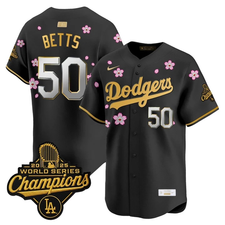 MEN'S LOS ANGELES DODGERS TOKYO SERIES X GOLD COLLECTION VAPOR PREMIER LIMITED JERSEY BLACK GOLD#50 MOOKIE BETTS