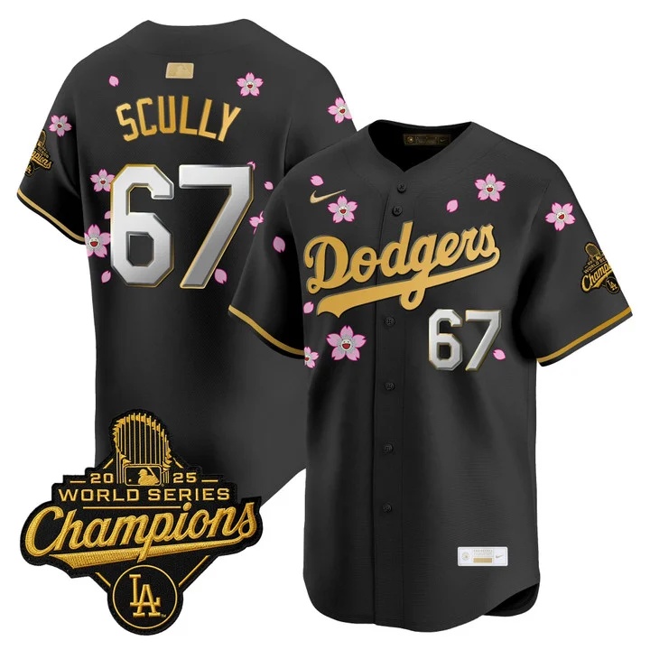 MEN'S LOS ANGELES DODGERS TOKYO SERIES X GOLD COLLECTION VAPOR PREMIER LIMITED JERSEY BLACK GOLD#67 VIN SCULLY