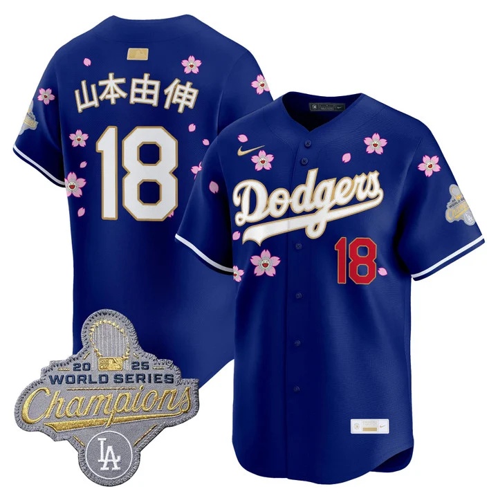 MEN'S LOS ANGELES DODGERS TOKYO SERIES X GOLD COLLECTION VAPOR PREMIER LIMITED JERSEY ROYAL#18 YAMAMOTO(KANJI)