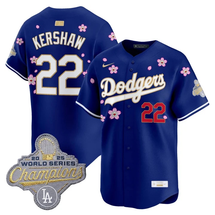 MEN'S LOS ANGELES DODGERS TOKYO SERIES X GOLD COLLECTION VAPOR PREMIER LIMITED JERSEY ROYAL#22 CLAYTON KERSHAW