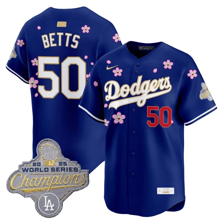 MEN'S LOS ANGELES DODGERS TOKYO SERIES X GOLD COLLECTION VAPOR PREMIER LIMITED JERSEY ROYAL#50 MOOKIE BETTS
