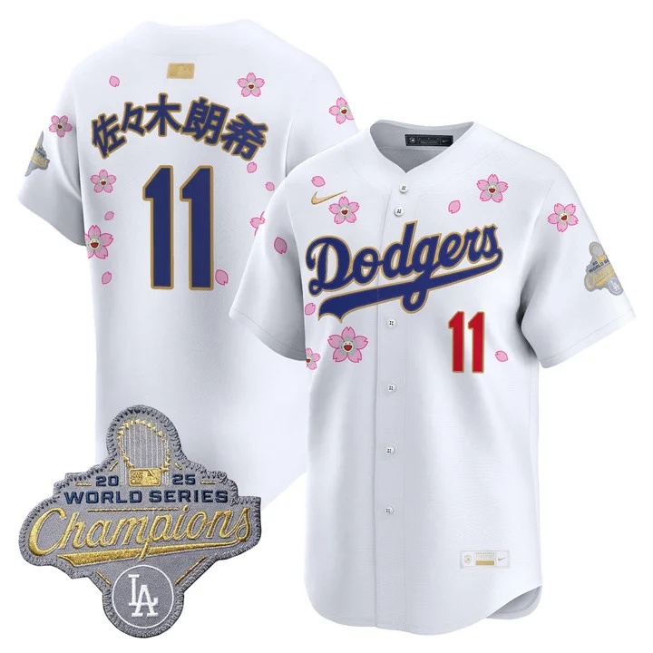 MEN'S LOS ANGELES DODGERS TOKYO SERIES X GOLD COLLECTION VAPOR PREMIER LIMITED JERSEY WHITE#11 ROKI SASAKI(KANJI)