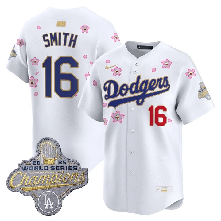 MEN'S LOS ANGELES DODGERS TOKYO SERIES X GOLD COLLECTION VAPOR PREMIER LIMITED JERSEY WHITE#16 WILL SMITH