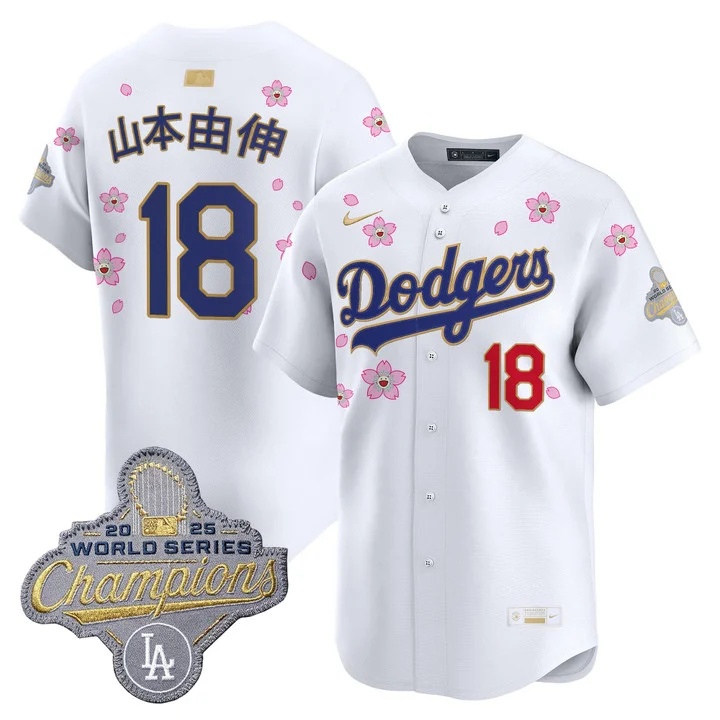 MEN'S LOS ANGELES DODGERS TOKYO SERIES X GOLD COLLECTION VAPOR PREMIER LIMITED JERSEY WHITE#18 YAMAMOTO(KANJI)