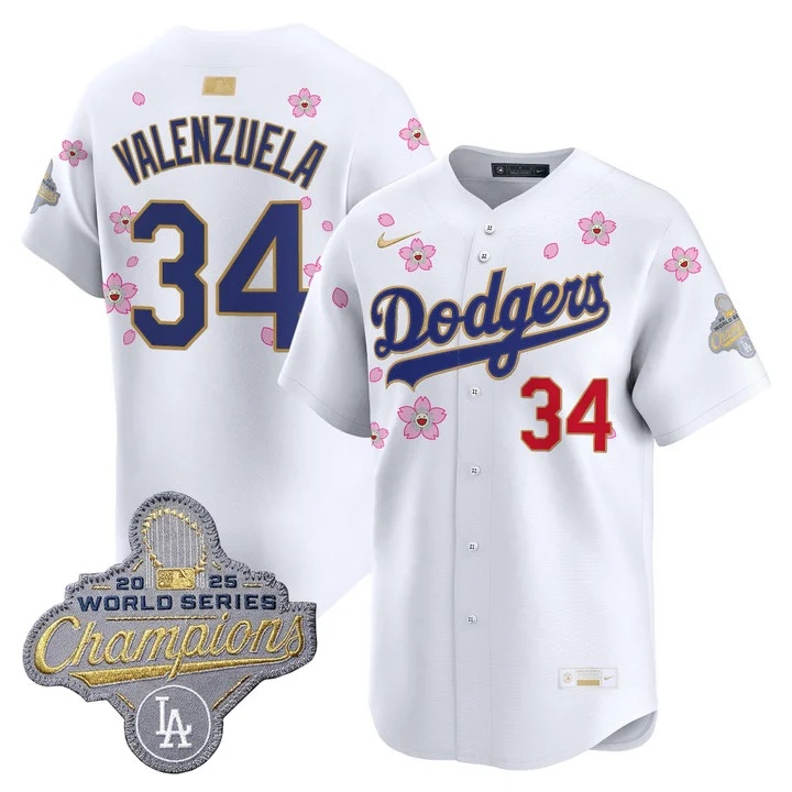 MEN'S LOS ANGELES DODGERS TOKYO SERIES X GOLD COLLECTION VAPOR PREMIER LIMITED JERSEY WHITE#34 FERNANDO VALENZUELA