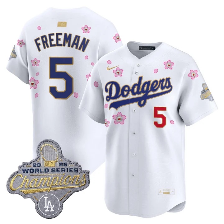 MEN'S LOS ANGELES DODGERS TOKYO SERIES X GOLD COLLECTION VAPOR PREMIER LIMITED JERSEY WHITE#5 FREDDIE FREEMAN