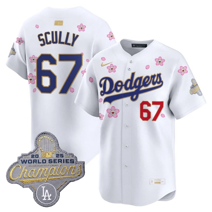 MEN'S LOS ANGELES DODGERS TOKYO SERIES X GOLD COLLECTION VAPOR PREMIER LIMITED JERSEY WHITE#67 VIN SCULLY