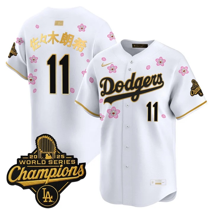 MEN'S LOS ANGELES DODGERS TOKYO SERIES X GOLD COLLECTION VAPOR PREMIER LIMITED JERSEY WHITE GOLD#11 ROKI SASAKI(KANJI)