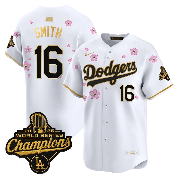 MEN'S LOS ANGELES DODGERS TOKYO SERIES X GOLD COLLECTION VAPOR PREMIER LIMITED JERSEY WHITE GOLD#16 WILL SMITH
