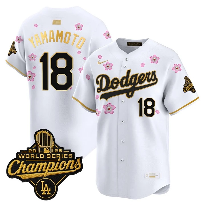 MEN'S LOS ANGELES DODGERS TOKYO SERIES X GOLD COLLECTION VAPOR PREMIER LIMITED JERSEY WHITE GOLD#18 YAMAMOTO