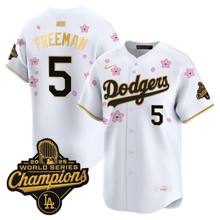 MEN'S LOS ANGELES DODGERS TOKYO SERIES X GOLD COLLECTION VAPOR PREMIER LIMITED JERSEY WHITE GOLD#5 FREDDIE FREEMAN
