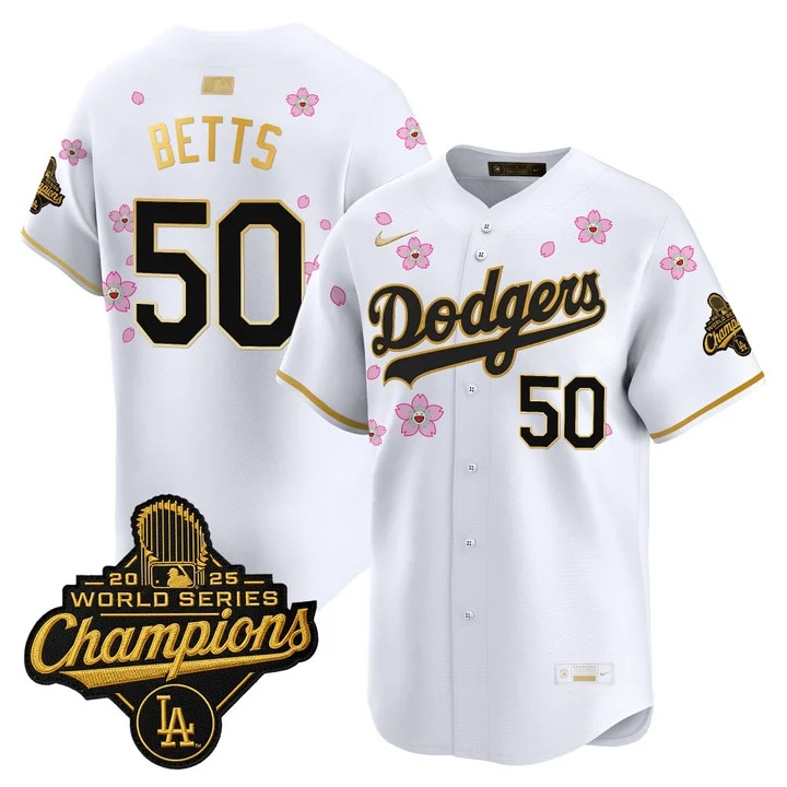 MEN'S LOS ANGELES DODGERS TOKYO SERIES X GOLD COLLECTION VAPOR PREMIER LIMITED JERSEY WHITE GOLD#50 MOOKIE BETTS