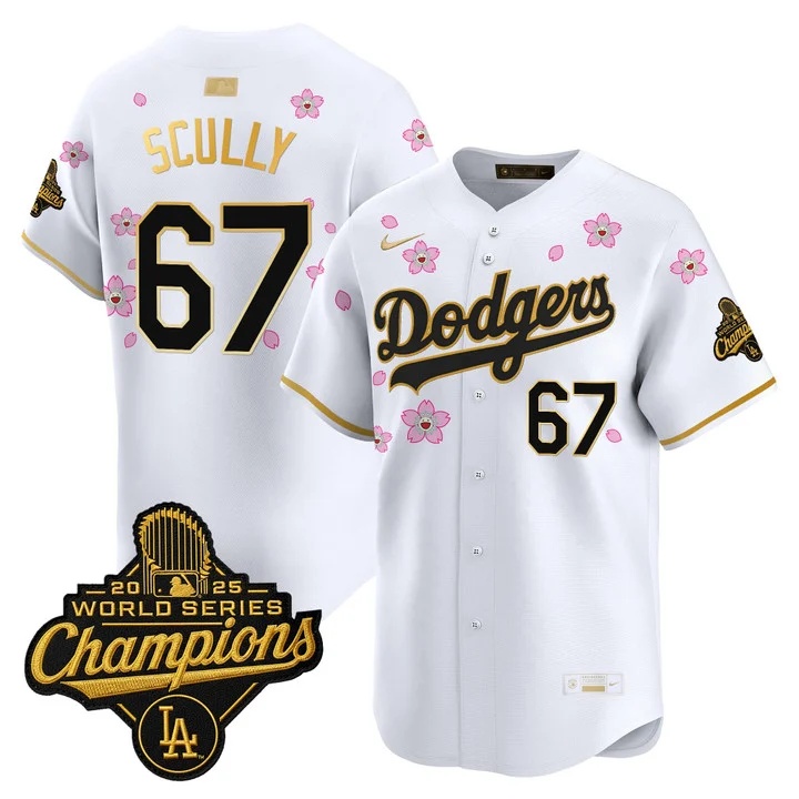 MEN'S LOS ANGELES DODGERS TOKYO SERIES X GOLD COLLECTION VAPOR PREMIER LIMITED JERSEY WHITE GOLD#67 VIN SCULLY