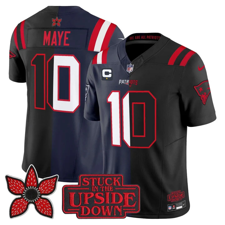MEN'S NEW ENGLAND PATRIOTS 'UPSIDE DOWN EDITION' VAPOR LIMITED JERSEY NAVY-BLACK#10 DRAKE MAYE