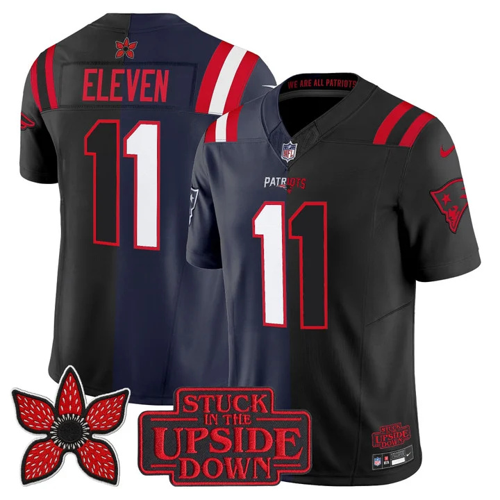 MEN'S NEW ENGLAND PATRIOTS 'UPSIDE DOWN EDITION' VAPOR LIMITED JERSEY NAVY-BLACK#11 ELEVEN