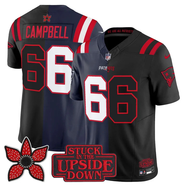 MEN'S NEW ENGLAND PATRIOTS 'UPSIDE DOWN EDITION' VAPOR LIMITED JERSEY NAVY-BLACK#66 WILL CAMPBELL