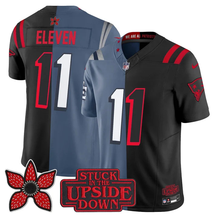 MEN'S NEW ENGLAND PATRIOTS 'UPSIDE DOWN EDITION' VAPOR LIMITED JERSEY STORM BLUE-BLACK#11 ELEVEN