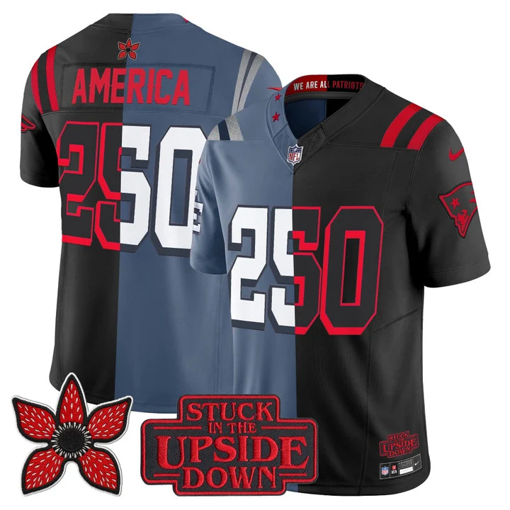 MEN'S NEW ENGLAND PATRIOTS 'UPSIDE DOWN EDITION' VAPOR LIMITED JERSEY STORM BLUE-BLACK#250 AMERICA