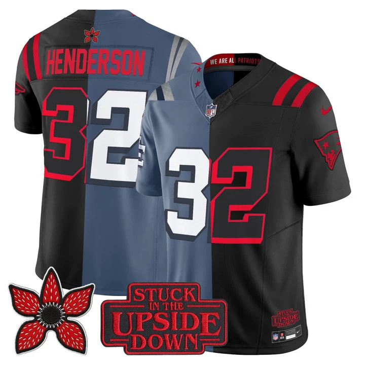 MEN'S NEW ENGLAND PATRIOTS 'UPSIDE DOWN EDITION' VAPOR LIMITED JERSEY STORM BLUE-BLACK#32 TREVEYON HENDERSON