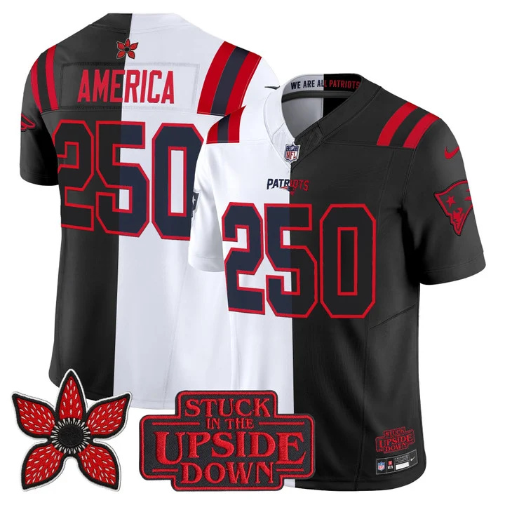 MEN'S NEW ENGLAND PATRIOTS 'UPSIDE DOWN EDITION' VAPOR LIMITED JERSEY WHITE-BLACK#250 AMERICA