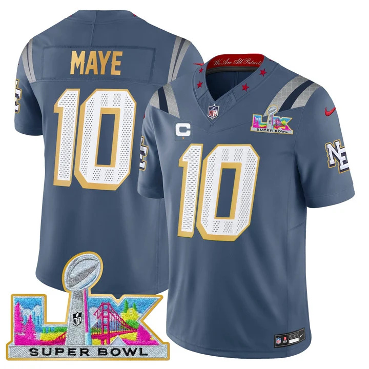 MEN'S NEW ENGLAND PATRIOTS SUPER BOWL LX GOLD TRIM VAPOR LIMITED JERSEY #10 DRAKE MAYE