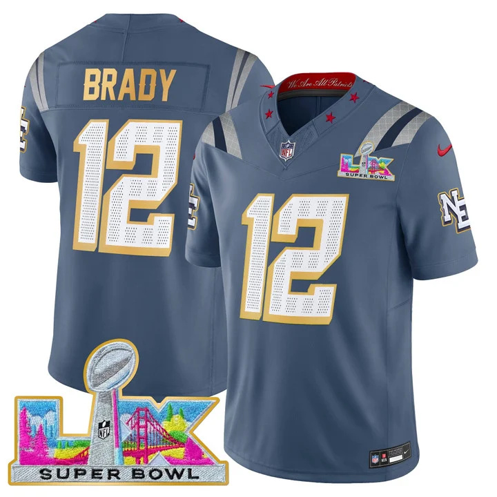 MEN'S NEW ENGLAND PATRIOTS SUPER BOWL LX GOLD TRIM VAPOR LIMITED JERSEY #12 TOM BRADY