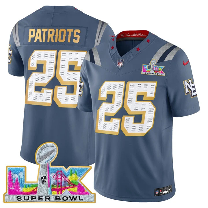 MEN'S NEW ENGLAND PATRIOTS SUPER BOWL LX GOLD TRIM VAPOR LIMITED JERSEY #25 PATRIOTS