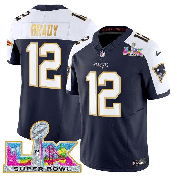 MEN'S NEW ENGLAND PATRIOTS SUPER BOWL LX GOLD TRIM VAPOR LIMITED JERSEY ALTERNATE #12 TOM BRADY