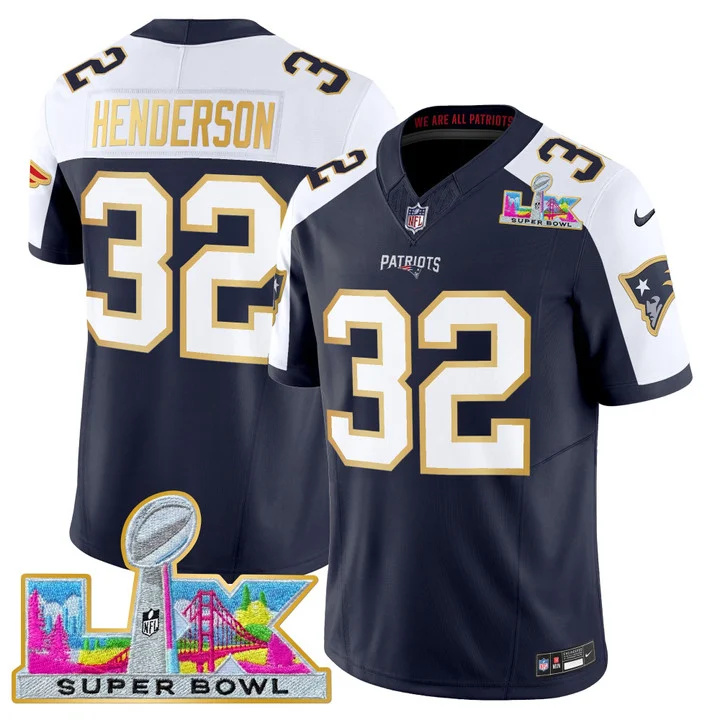 MEN'S NEW ENGLAND PATRIOTS SUPER BOWL LX GOLD TRIM VAPOR LIMITED JERSEY ALTERNATE #32 TREVEYON HENDERSON