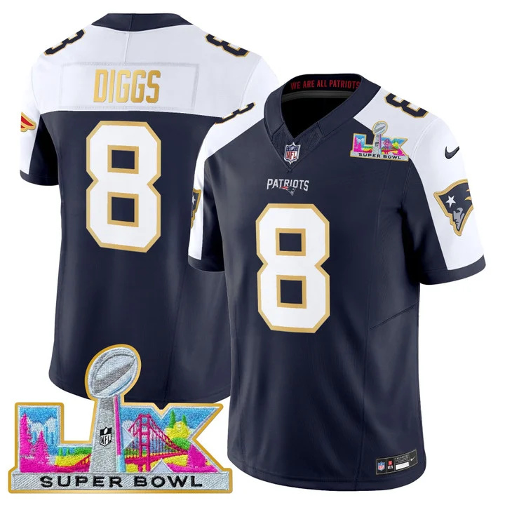 MEN'S NEW ENGLAND PATRIOTS SUPER BOWL LX GOLD TRIM VAPOR LIMITED JERSEY ALTERNATE #8 STEFON DIGGS