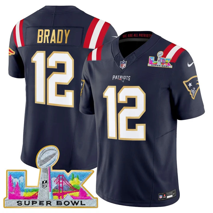 MEN'S NEW ENGLAND PATRIOTS SUPER BOWL LX GOLD TRIM VAPOR LIMITED JERSEY NAVY #12 TOM BRADY