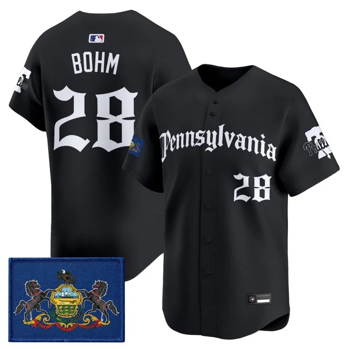 MEN'S PHILLIES 'PENNSYLVANIA GOTHIC EDITION' VAPOR PREMIER LIMITED JERSEY BLACK#28 ALEC BOHM