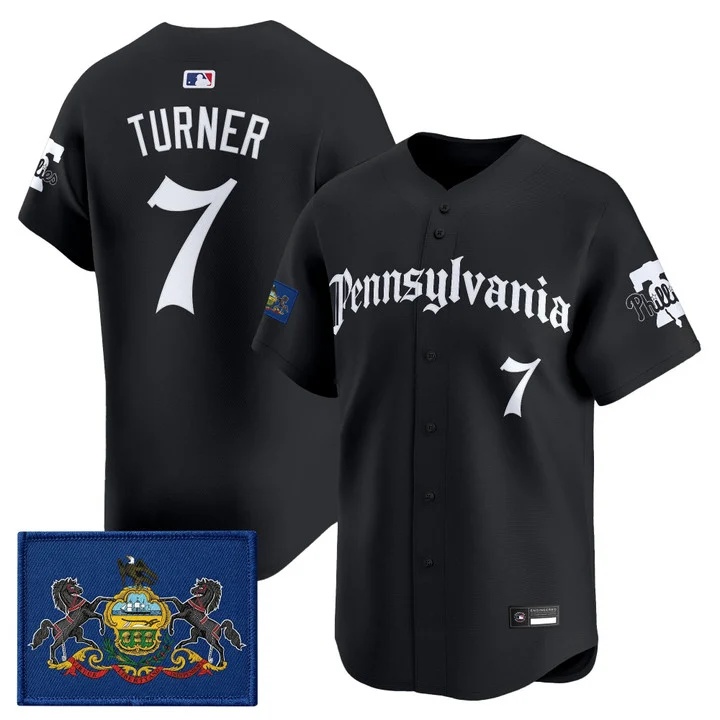 MEN'S PHILLIES 'PENNSYLVANIA GOTHIC EDITION' VAPOR PREMIER LIMITED JERSEY BLACK#7 TREA TURNER